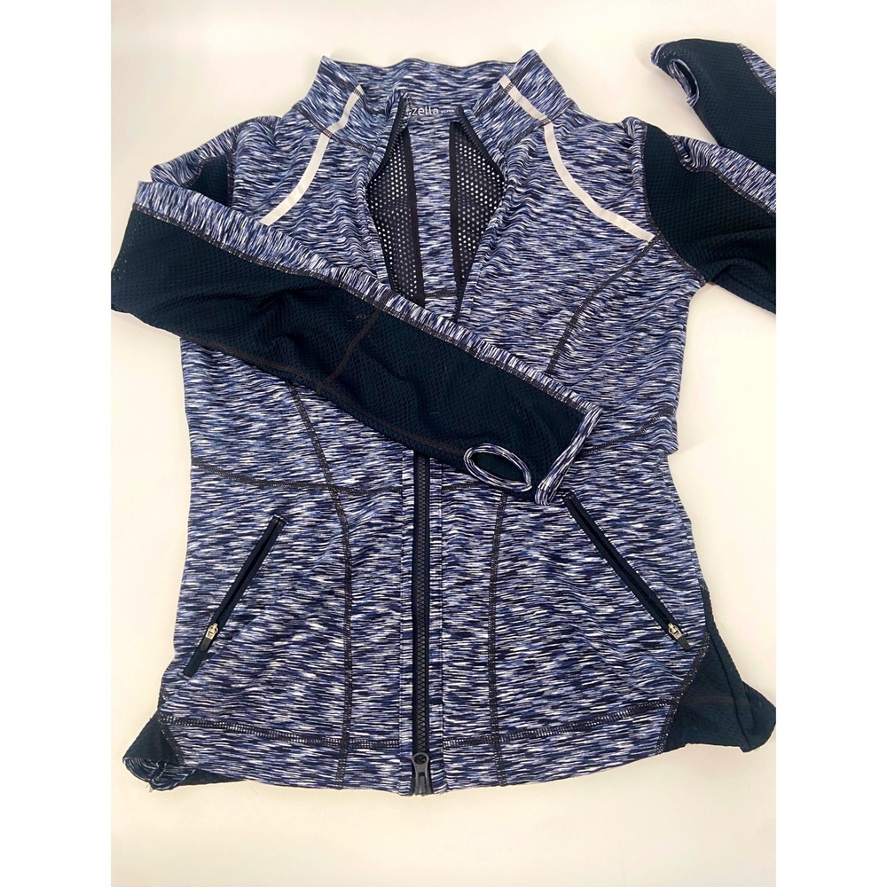 Zella Reflective Athletic Jacket Blue /White Thumbholes Size XL Breathable Mesh